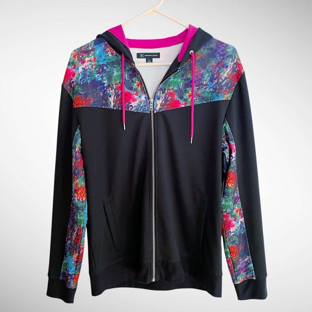 INC International Concepts Men’s Track Zip-Front Hoodie Jacket Abstract Print